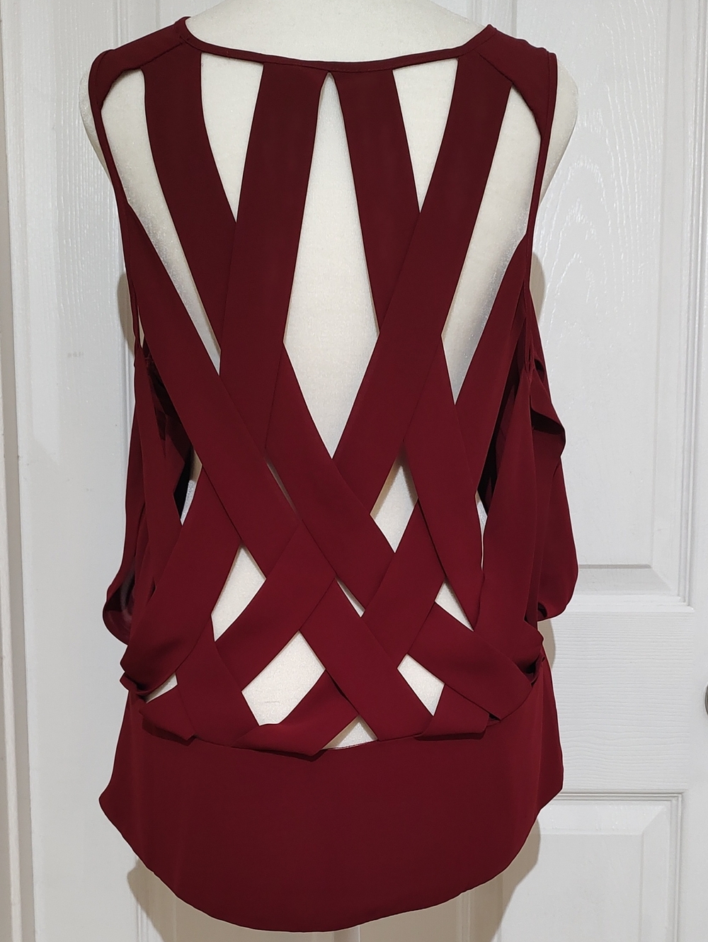Strappy Back Burgundy Blouse